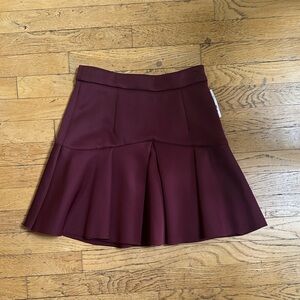 Shinestar Burgundy Flared Panel Mini Skirt